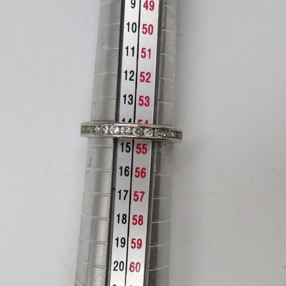 Eternity Band Ring Size 7 Vintage Style Silver Tone Clear Rhinestones - Picture 7 of 7